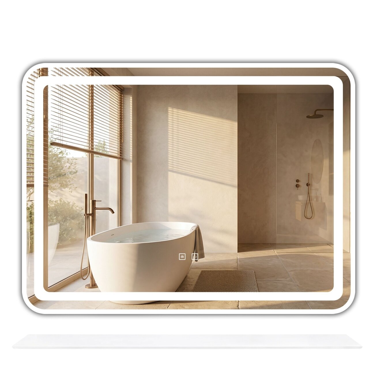 LED sieninis veidrodis su lentyna 80x60 cm L-8060 LED sieninis veidrodis su lentyna 80x60 cm L-8060