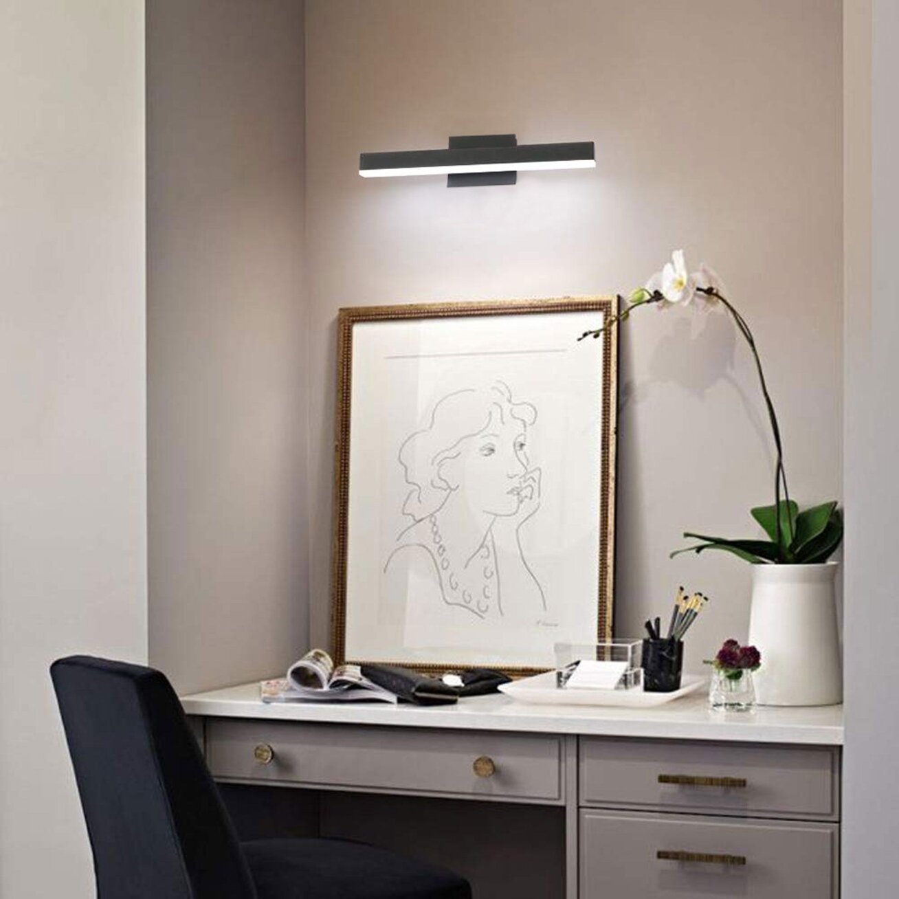 LED vonios sieninė lempa virš veidrodžio 12W 50CM APP373-1W JUODAS 5 LED vonios sieninė lempa virš veidrodžio 12W 50CM APP373-1W JUODAS 5