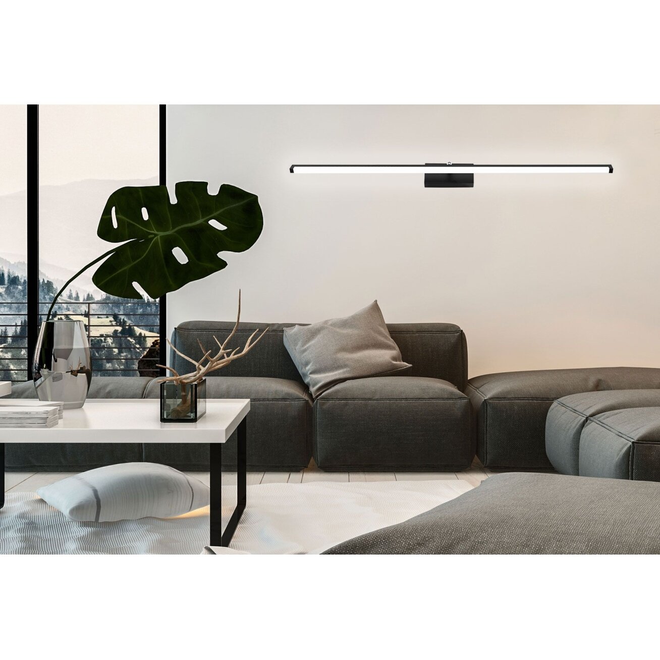 LED vonios sieninė lempa virš veidrodžio 20W 100CM APP375-1W JUODAS 6