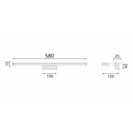 LED sieninis šviestuvas 12W 58CM APP369-1W CHROM 6