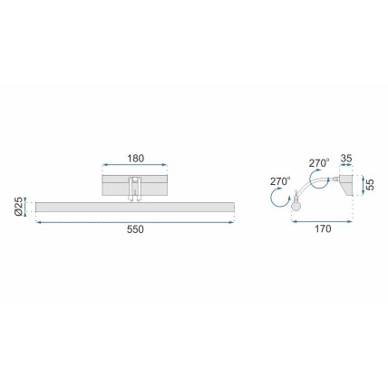 LED sieninis šviestuvas 7W 55CM APP365-1W CHROM 8 LED sieninis šviestuvas 7W 55CM APP365-1W CHROM 8