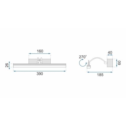 LED sienos šviestuvas 9W 40CM APP372-1W CHROM 6