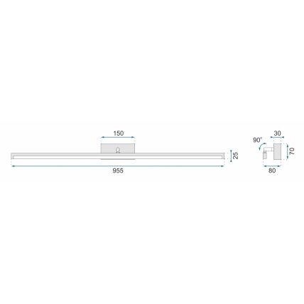 LED vonios sieninė lempa virš veidrodžio 20W 100CM APP375-1W JUODAS 8