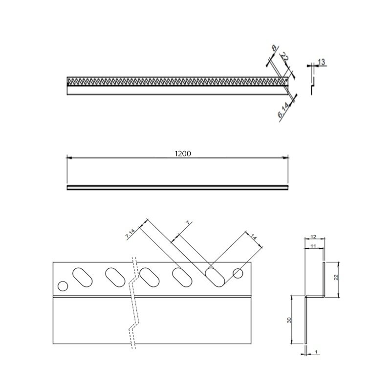 UNIVERSALI DUŠO PADĖKLO PRIEKINĖ JUOSTA JUODA MATINĖ 1200 MM LCB-MTB-120 13
