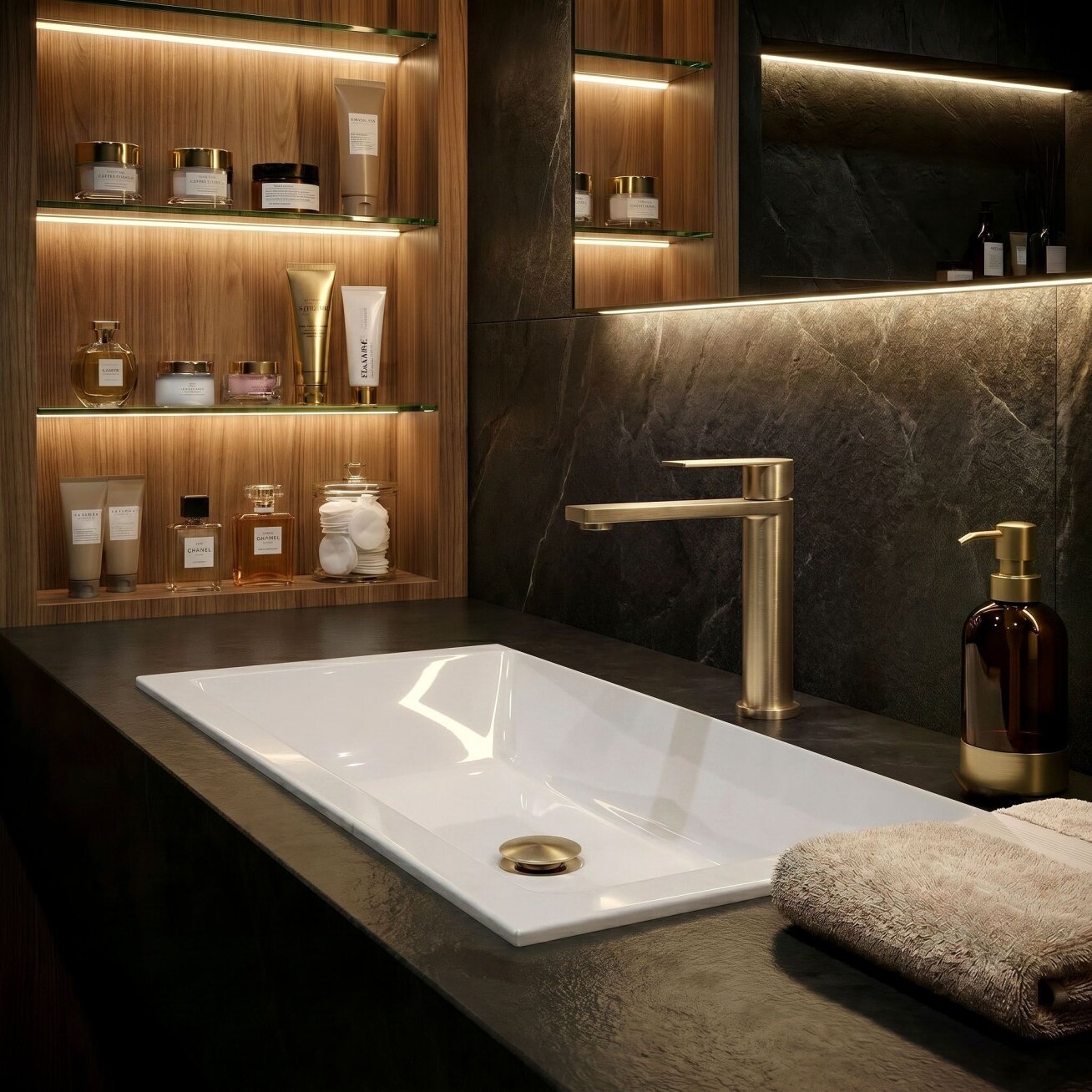 Maišytuvas vonios kambario Hunter Brush Gold Low 3 Maišytuvas vonios kambario Hunter Brush Gold Low 3