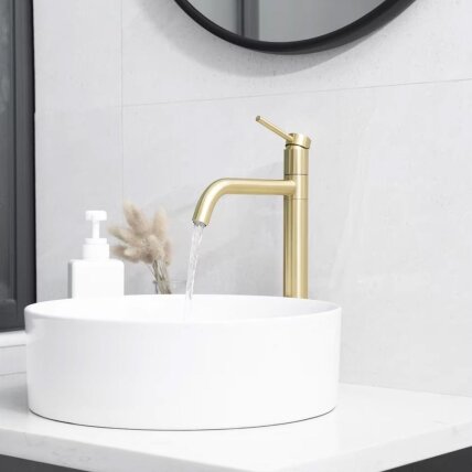 Maišytuvas vonios kambario Lugano Slim Brush Gold High 5 Maišytuvas vonios kambario Lugano Slim Brush Gold High 5