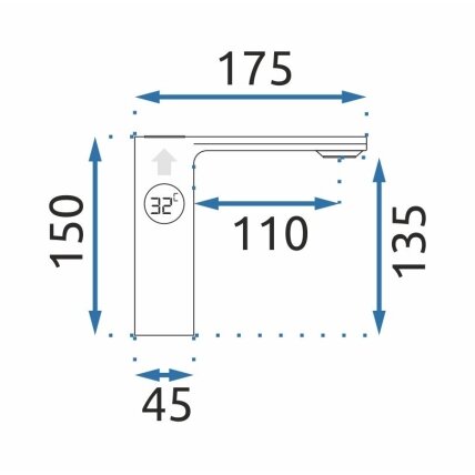 MILS LCD praustuvo maišytuvas Chrome Žemas 7