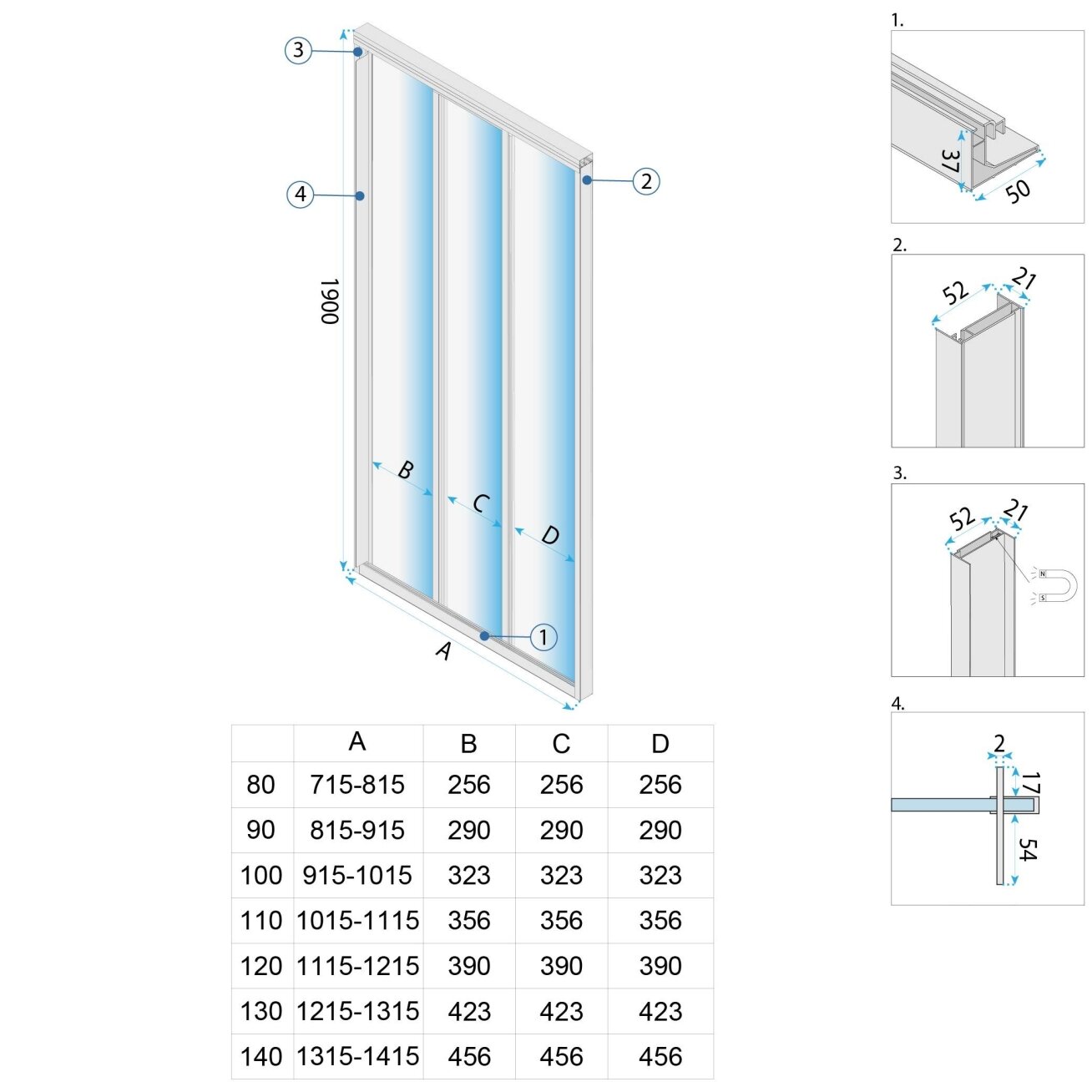 Nišinės dušo durys Alex Juoda 100 10
