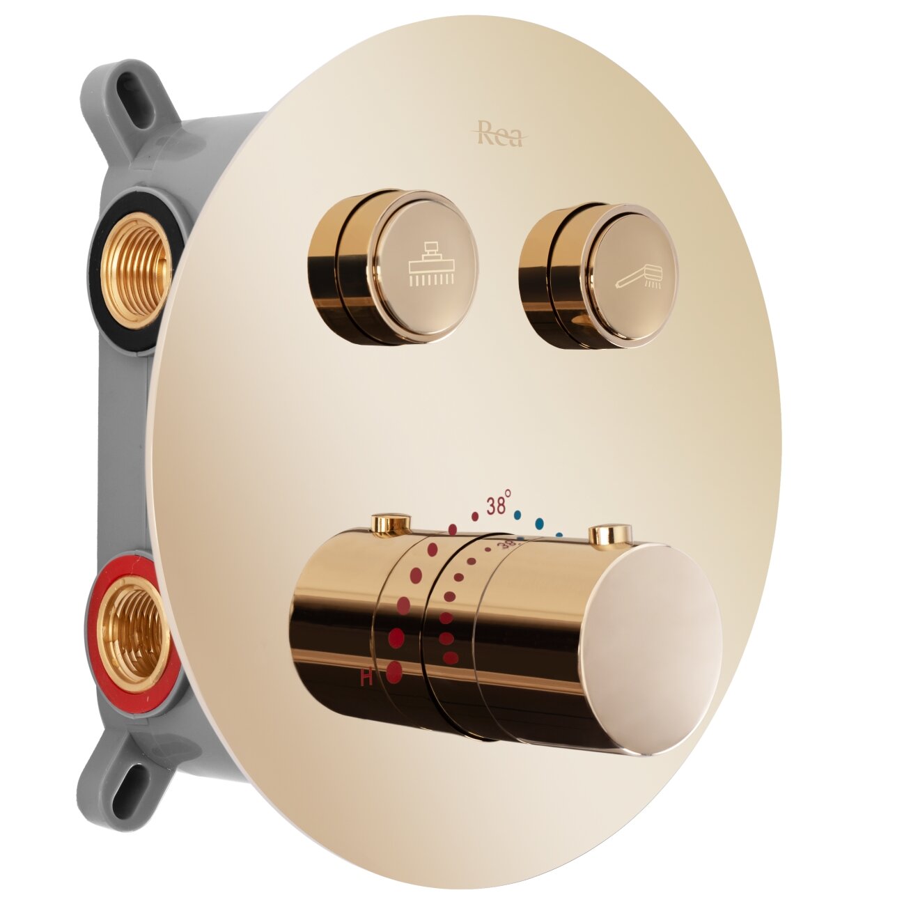 Paslėptas dušo rinkinys LUNGO GOLD su termostatu + DĖŽUTĖ 7 Paslėptas dušo rinkinys LUNGO GOLD su termostatu + DĖŽUTĖ 7