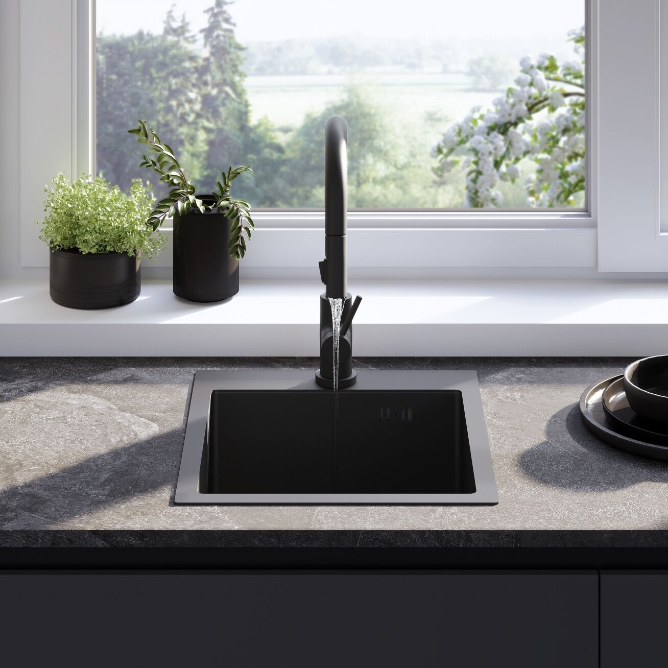 Plieninė kriauklė Leo 40 Black 2