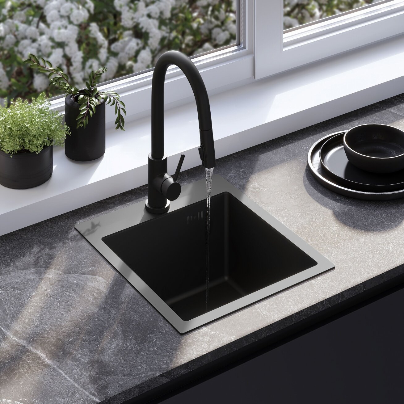 Plieninė kriauklė Leo 40 Black Plieninė kriauklė Leo 40 Black