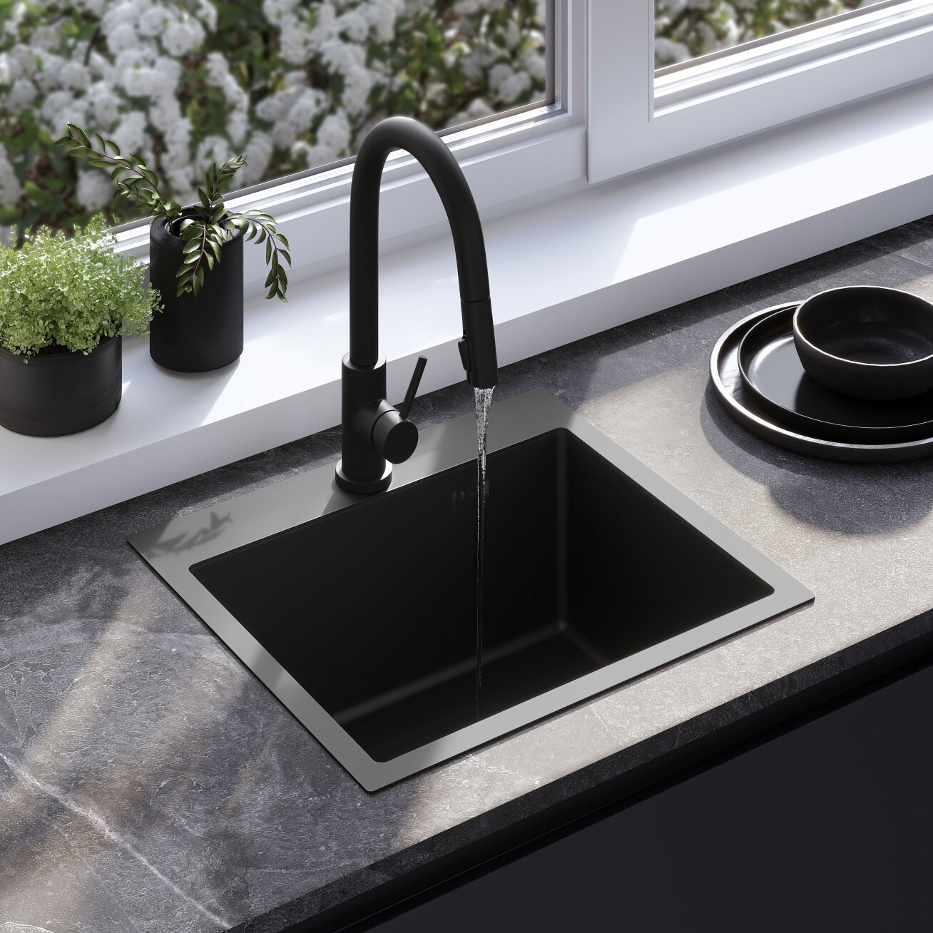Plieninė kriauklė Leo 50 Black Plieninė kriauklė Leo 50 Black