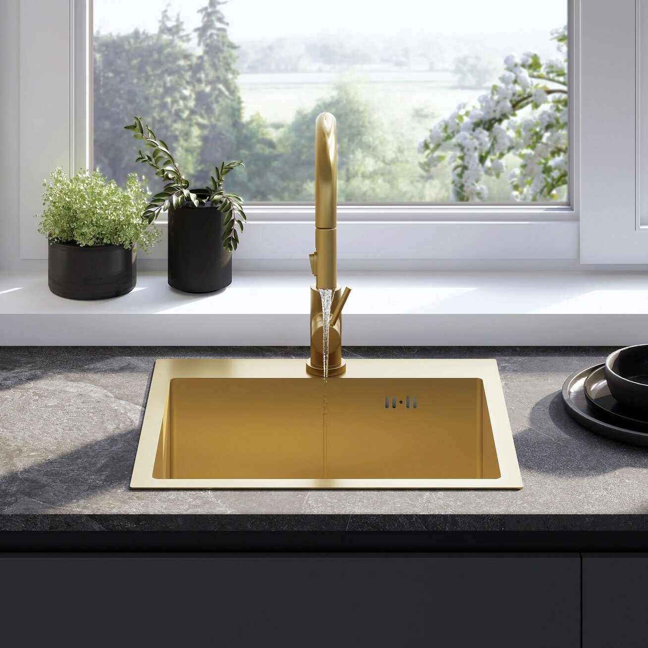 Plieninė kriauklė Leo 50 BRUSH GOLD 2 Plieninė kriauklė Leo 50 BRUSH GOLD 2