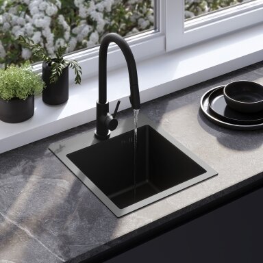 Plieninė kriauklė Leo 40 Black