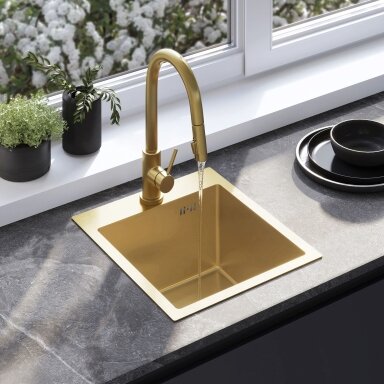 Plieninė kriauklė Leo 40 BRUSH GOLD