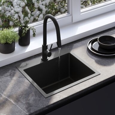 Plieninė kriauklė Leo 50 Black