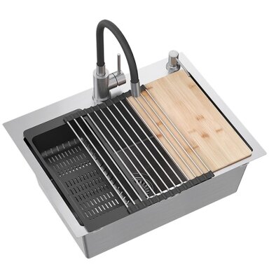 Plieninė kriauklė LUKE 110 WORKSTATION BRUSH NICKEL
