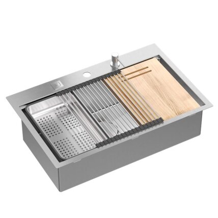 Plieninė kriauklė BURT 110 WORKSTATION BRUSH NICKEL Plieninė kriauklė BURT 110 WORKSTATION BRUSH NICKEL