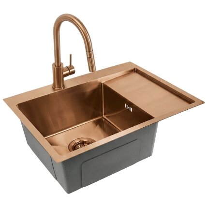 Plieninė kriauklė Fin BRUSH COPPER 7