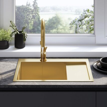Plieninė kriauklė Fin BRUSH GOLD 3 Plieninė kriauklė Fin BRUSH GOLD 3
