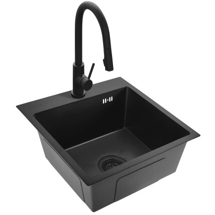 Plieninė kriauklė Leo 40 Black 5 Plieninė kriauklė Leo 40 Black 5