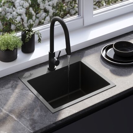 Plieninė kriauklė Leo 50 Black