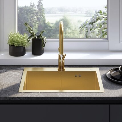 Plieninė kriauklė Liam BRUSH GOLD 3 Plieninė kriauklė Liam BRUSH GOLD 3