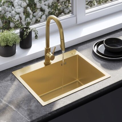 Plieninė kriauklė Liam BRUSH GOLD Plieninė kriauklė Liam BRUSH GOLD
