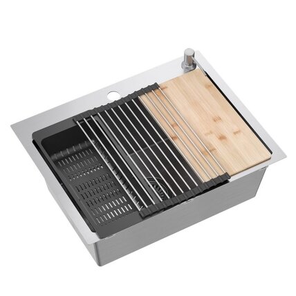 Plieninė kriauklė LUKE 110 WORKSTATION BRUSH NICKEL 3 Plieninė kriauklė LUKE 110 WORKSTATION BRUSH NICKEL 3