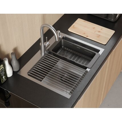 Plieninė kriauklė LUKE 110 WORKSTATION BRUSH NICKEL 7 Plieninė kriauklė LUKE 110 WORKSTATION BRUSH NICKEL 7