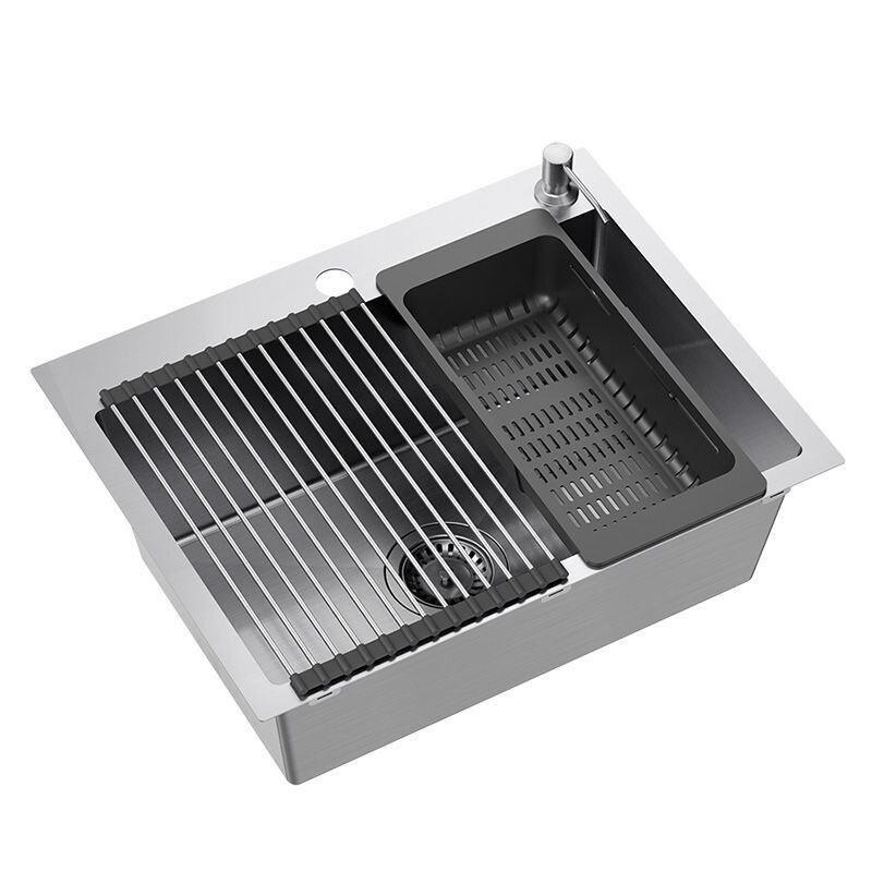 Plieninė kriauklė LUKE 110 WORKSTATION BRUSH NICKEL 1
