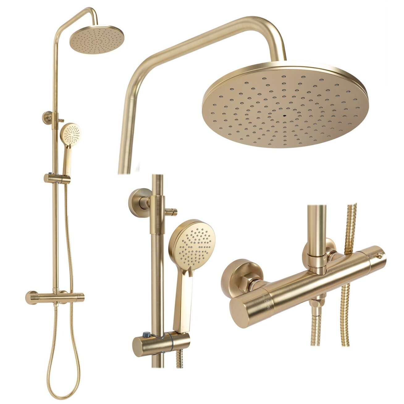Dušo komplektas su termostatu PAROT BRUSHED GOLD
