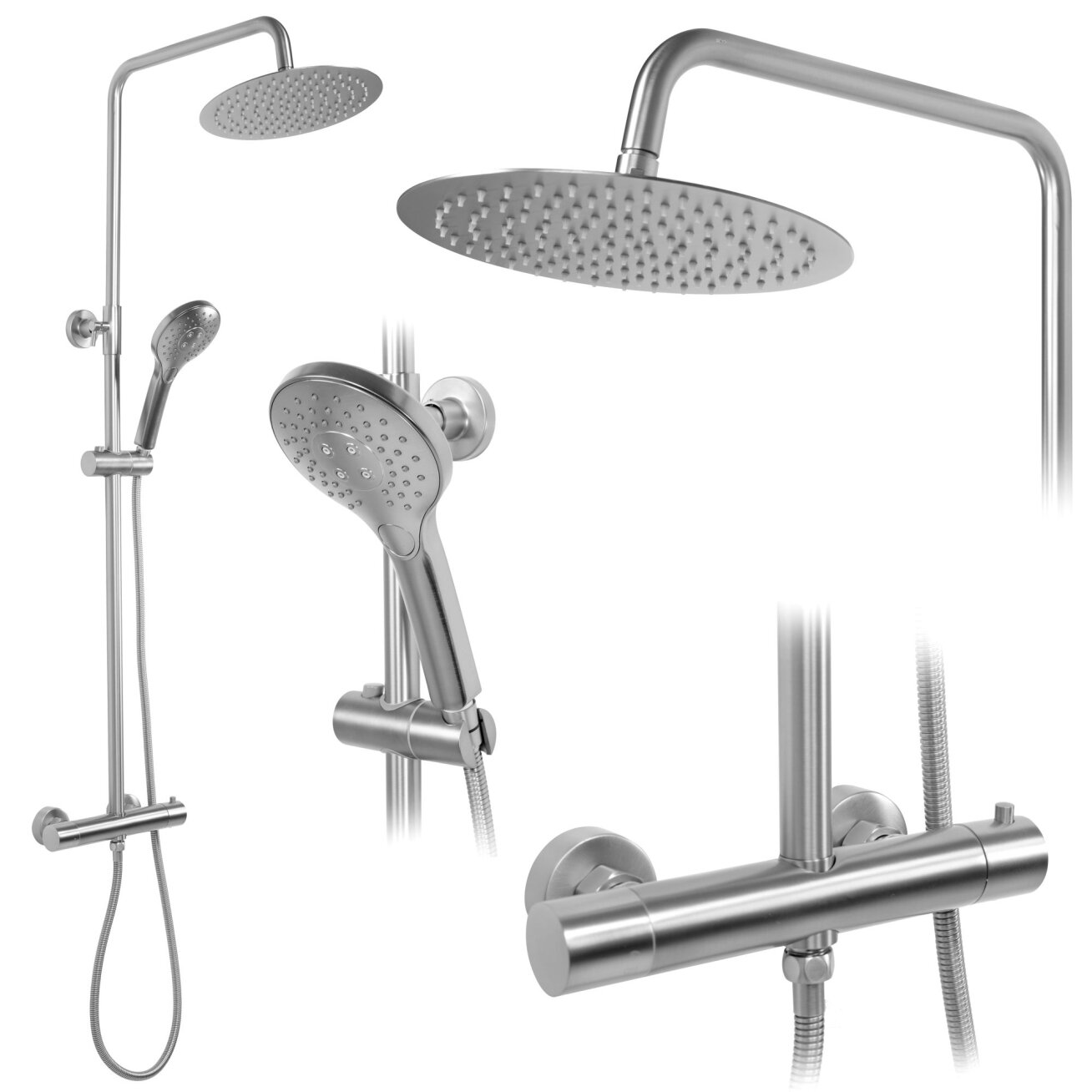Dušo komplektas su termostatu VINCENT NICKEL BRUSH INOX Dušo komplektas su termostatu VINCENT NICKEL BRUSH INOX