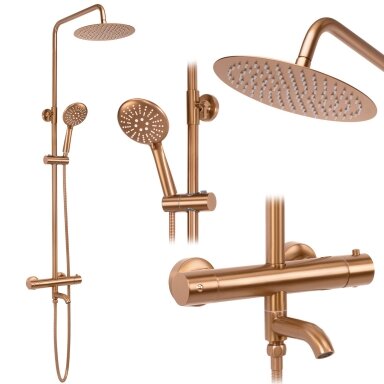 Dušo komplektas su termostatu Lungo Copper Brush Dušo komplektas su termostatu Lungo Copper Brush