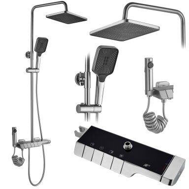 Dušo komplektas su termostatu ROB Nickiel Brush INOX