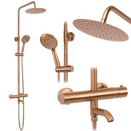 Dušo komplektas su termostatu Lungo Copper Brush Dušo komplektas su termostatu Lungo Copper Brush