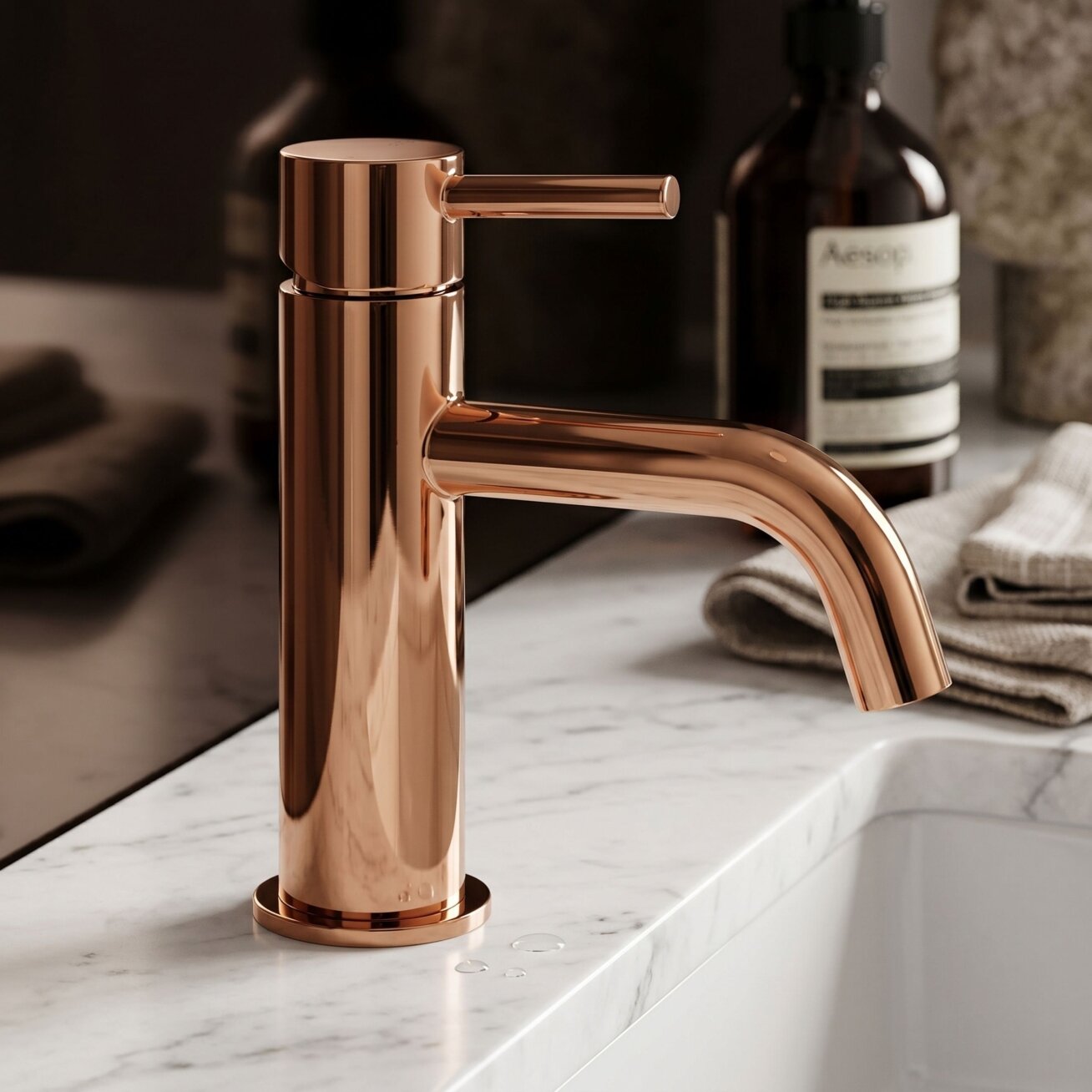 " Lungo Copper" praustuvo maišytuvas žemas 1 " Lungo Copper" praustuvo maišytuvas žemas 1