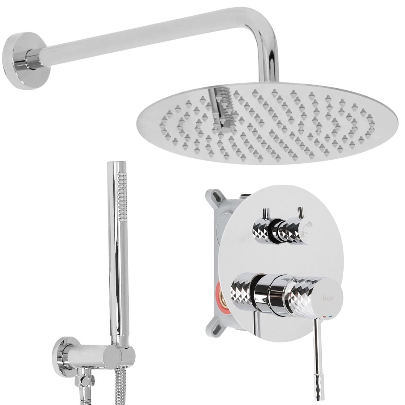 Lungo Diamond Chrome juodas paslėptas dušo rinkinys + DĖŽUTĖ Lungo Diamond Chrome juodas paslėptas dušo rinkinys + DĖŽUTĖ