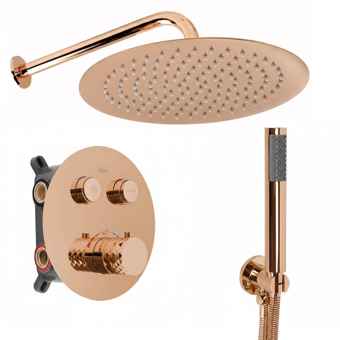 Lungo Diamond Copper potinkinis dušo komplektas su termostatu Lungo Diamond Copper potinkinis dušo komplektas su termostatu