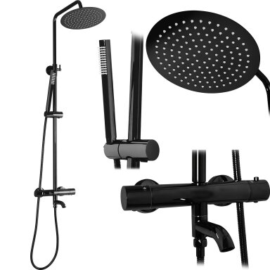 Lungo Black Metallic dušo komplektas su termostatu