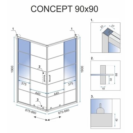 Concept Black dušo kabina 90x90 4 Concept Black dušo kabina 90x90 4