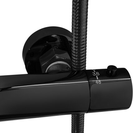 Lungo Black Metallic dušo komplektas su termostatu 2