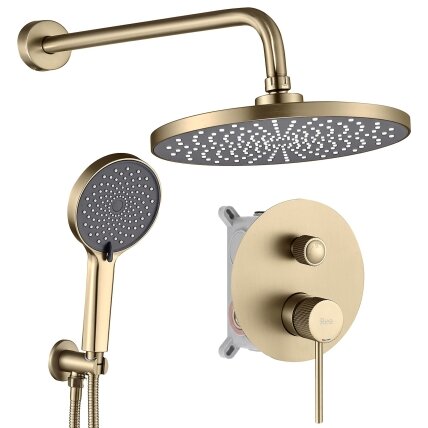 Lungo Stripe Gold Brush juodas paslėptas dušo rinkinys + DĖŽUTĖ Lungo Stripe Gold Brush juodas paslėptas dušo rinkinys + DĖŽUTĖ