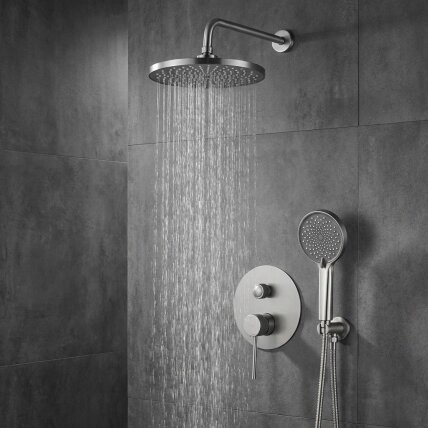 Lungo Stripe Nickel Brush juodas paslėptas dušo rinkinys + DĖŽUTĖ 1