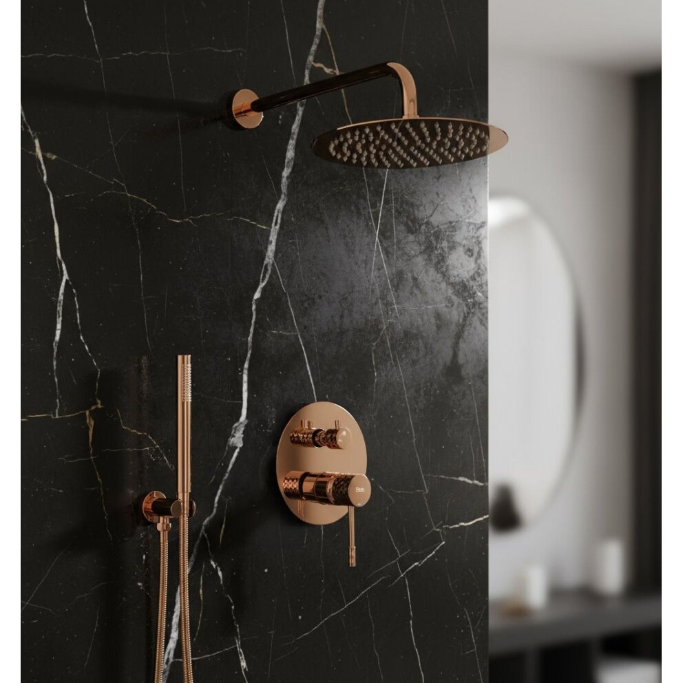 Lungo Diamond Copper juodas paslėptas dušo rinkinys + DĖŽUTĖ 4