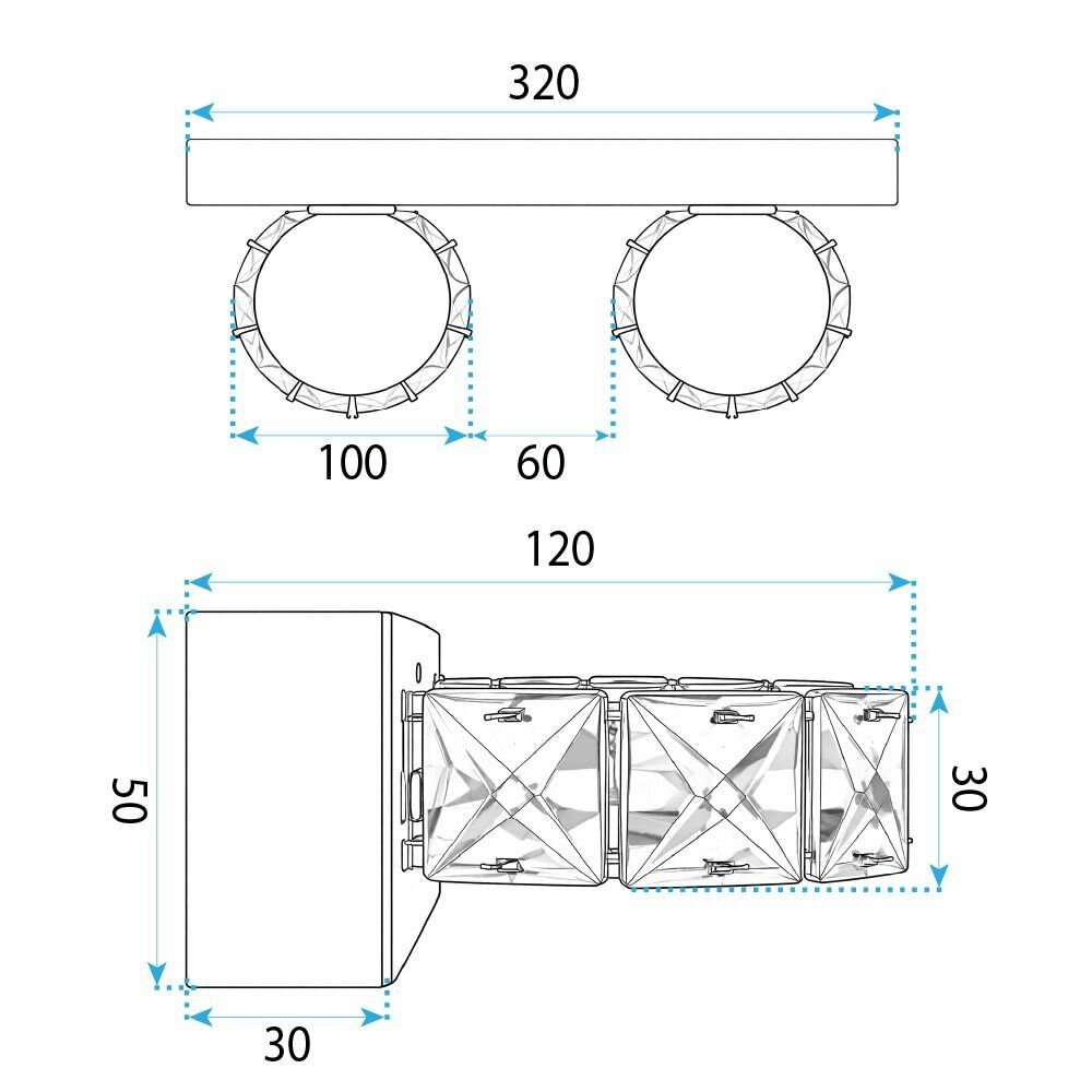 Sieninė lempa LED APP1936-2W CHROME 9