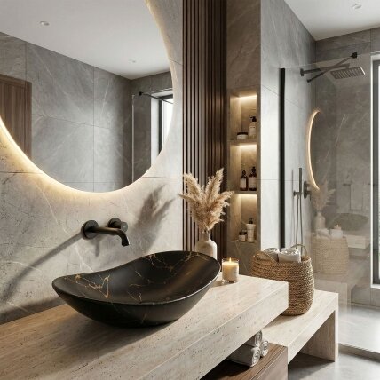 Stalviršio Praustuvas Royal 60 JUODA Marble Mat 12