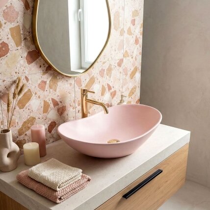 Stalviršio Praustuvas Royal Powder Pink Matt 2 Stalviršio Praustuvas Royal Powder Pink Matt 2