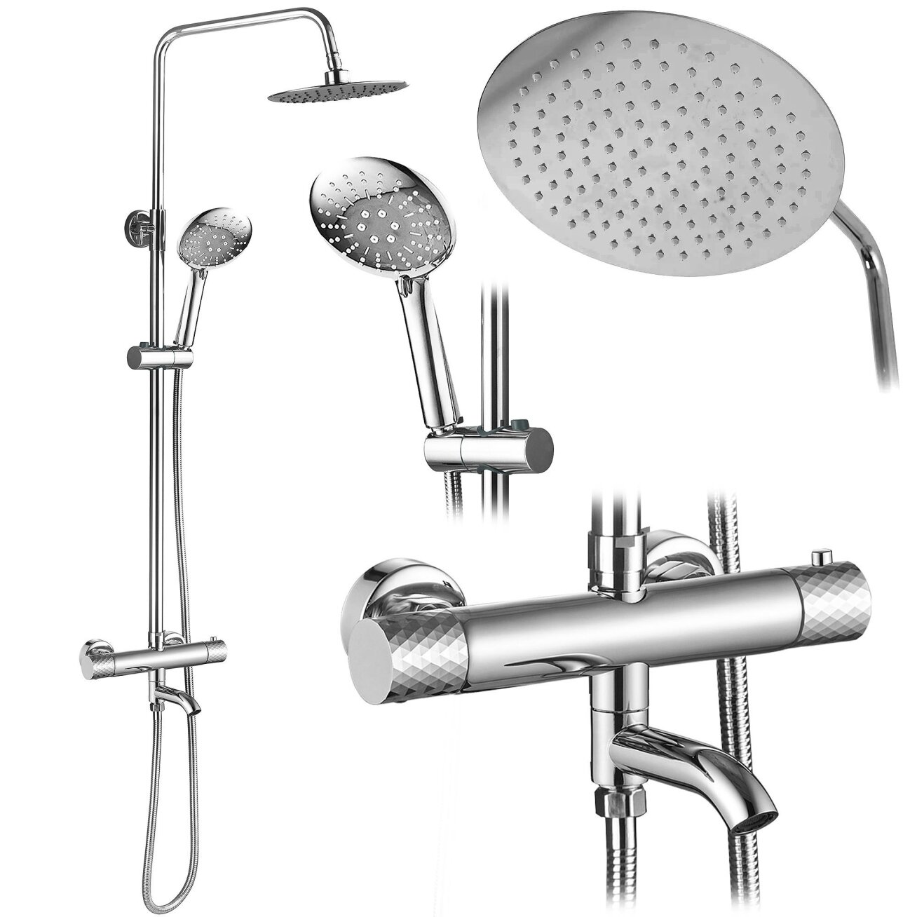 Termostatinis dušo komplektas Lungo Diamond chrome
