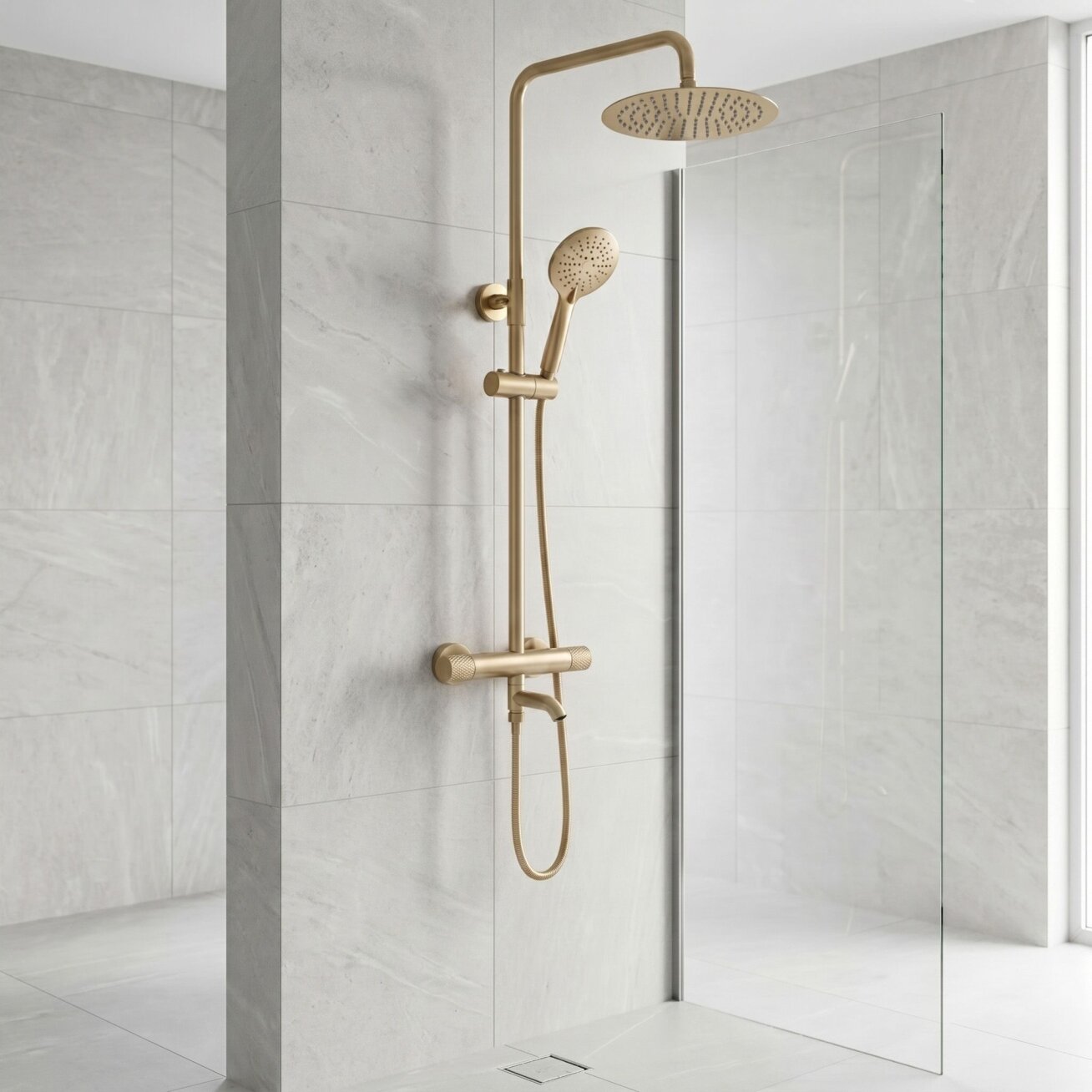Termostatinis dušo komplektas Lungo Diamond Gold Brush 2 Termostatinis dušo komplektas Lungo Diamond Gold Brush 2